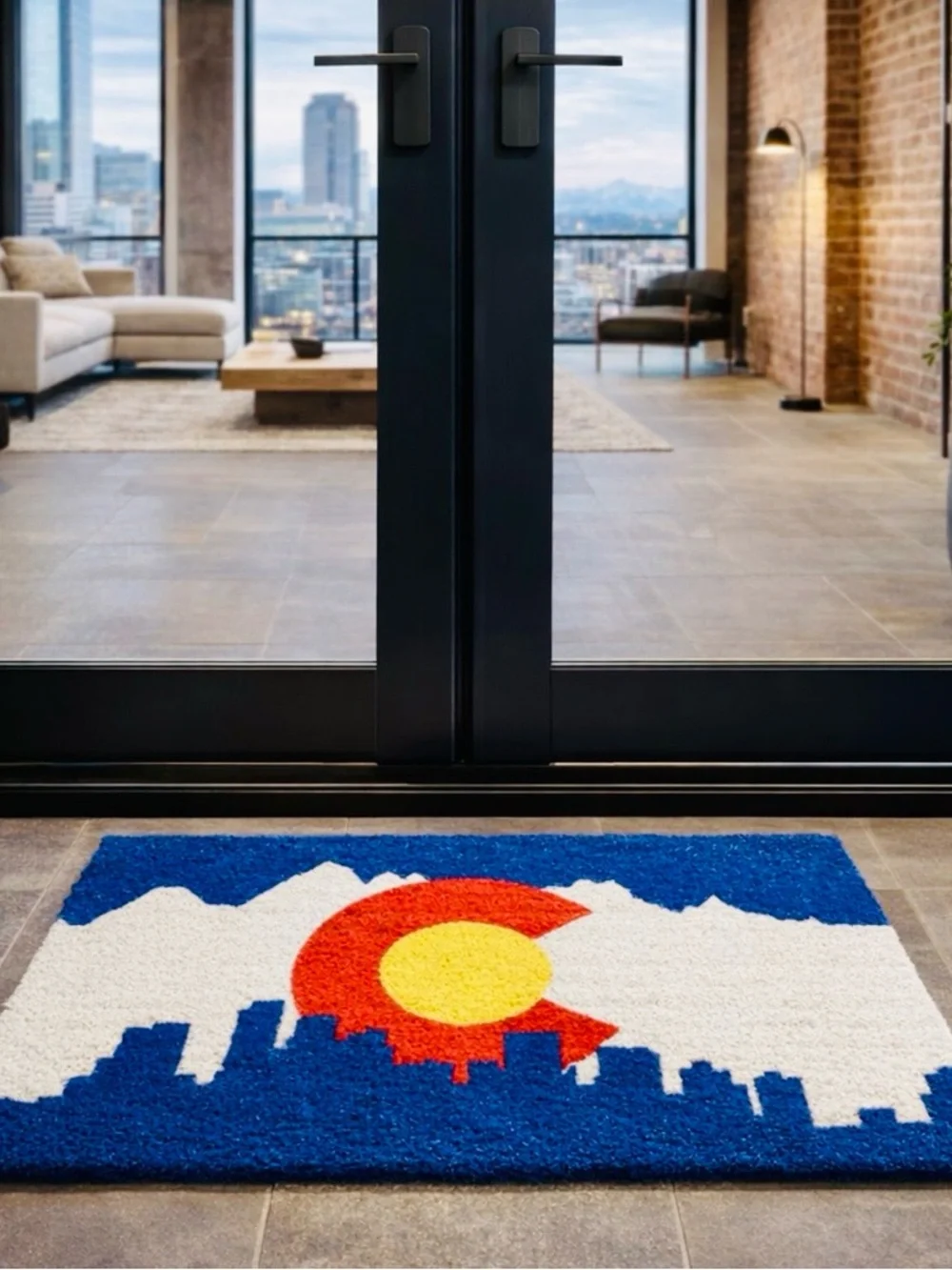 Blue Denver Colorado Skyline Doormat - NWT
